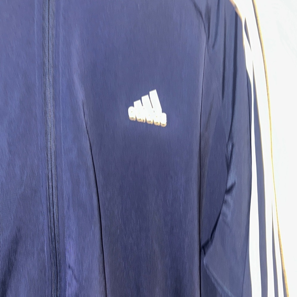 Adidas Men's Dark Blue Jacket with White Accents - Picture 2 of 6